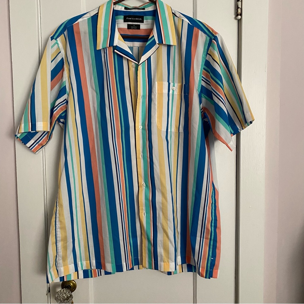 Paul Fredrick Multicolor Striped Button Down Shirt men’s size XL